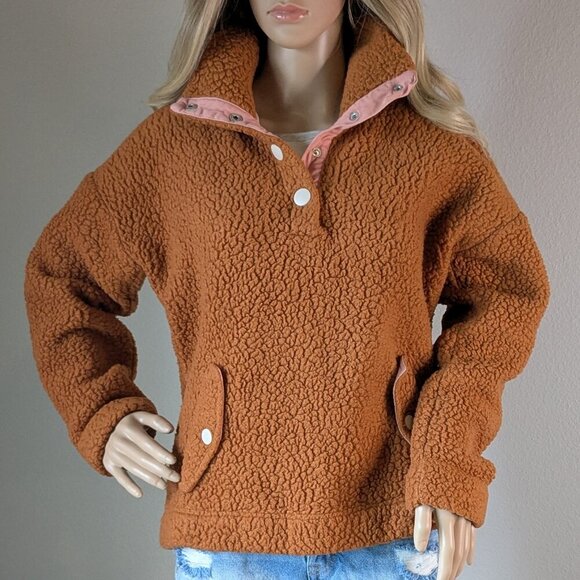 J. Crew Jacket Women's Small Sherpa Pullover Polartec Vintage Fleece Snap-Collar - Picture 1 of 16
